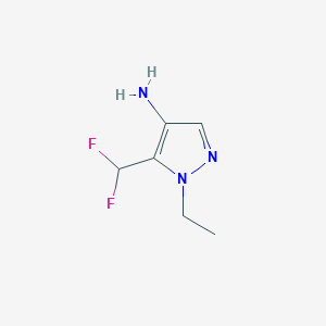 molecular formula C6H9F2N3 B11735863 5-(difluoromethyl)-1-ethyl-1H-pyrazol-4-amine 