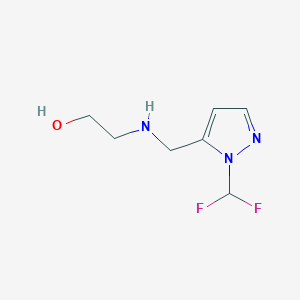 molecular formula C7H11F2N3O B11735921 2-({[1-(difluoromethyl)-1H-pyrazol-5-yl]methyl}amino)ethan-1-ol 