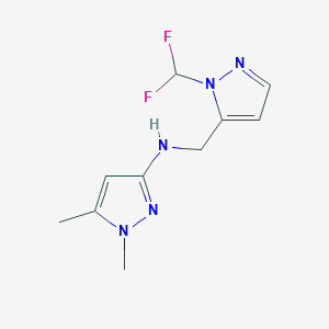 molecular formula C10H13F2N5 B11735960 N-{[1-(difluoromethyl)-1H-pyrazol-5-yl]methyl}-1,5-dimethyl-1H-pyrazol-3-amine 