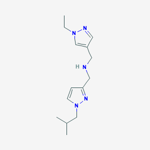 molecular formula C14H23N5 B11736008 [(1-ethyl-1H-pyrazol-4-yl)methyl]({[1-(2-methylpropyl)-1H-pyrazol-3-yl]methyl})amine 