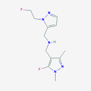 molecular formula C12H17F2N5 B11736034 [(5-fluoro-1,3-dimethyl-1H-pyrazol-4-yl)methyl]({[1-(2-fluoroethyl)-1H-pyrazol-5-yl]methyl})amine 