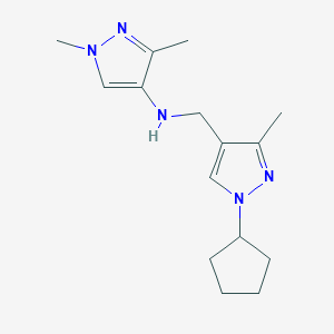 molecular formula C15H23N5 B11736048 N-[(1-cyclopentyl-3-methyl-1H-pyrazol-4-yl)methyl]-1,3-dimethyl-1H-pyrazol-4-amine 