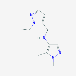 molecular formula C11H17N5 B11736053 N-[(1-Ethyl-1H-pyrazol-5-YL)methyl]-1,5-dimethyl-1H-pyrazol-4-amine 