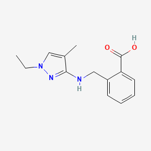 molecular formula C14H17N3O2 B11736064 2-{[(1-ethyl-4-methyl-1H-pyrazol-3-yl)amino]methyl}benzoic acid 