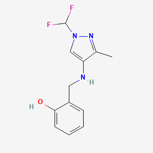 molecular formula C12H13F2N3O B11736129 2-({[1-(difluoromethyl)-3-methyl-1H-pyrazol-4-yl]amino}methyl)phenol 