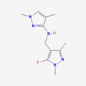 molecular formula C11H16FN5 B11736276 N-[(5-fluoro-1,3-dimethyl-1H-pyrazol-4-yl)methyl]-1,4-dimethyl-1H-pyrazol-3-amine 