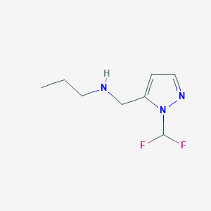 molecular formula C8H13F2N3 B11736297 {[1-(difluoromethyl)-1H-pyrazol-5-yl]methyl}(propyl)amine 