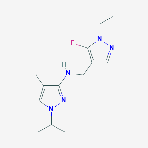 molecular formula C13H20FN5 B11736303 N-[(1-ethyl-5-fluoro-1H-pyrazol-4-yl)methyl]-4-methyl-1-(propan-2-yl)-1H-pyrazol-3-amine 