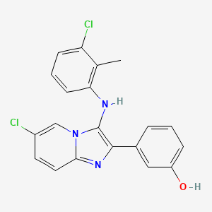 3-[6-Chloro-3-(3-chloro-2-methylanilino)imidazo[1,2-a]pyridin-2-yl]phenol