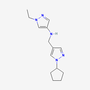 molecular formula C14H21N5 B11736331 N-[(1-cyclopentyl-1H-pyrazol-4-yl)methyl]-1-ethyl-1H-pyrazol-4-amine 