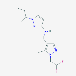 molecular formula C14H21F2N5 B11736366 1-(butan-2-yl)-N-{[1-(2,2-difluoroethyl)-5-methyl-1H-pyrazol-4-yl]methyl}-1H-pyrazol-3-amine 