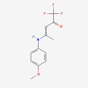 molecular formula C12H12F3NO2 B11736379 1,1,1-Trifluoro-4-[(4-methoxyphenyl)amino]pent-3-en-2-one 