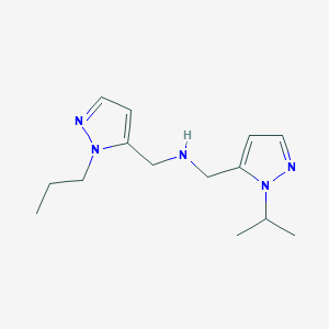 molecular formula C14H23N5 B11736388 {[1-(propan-2-yl)-1H-pyrazol-5-yl]methyl}[(1-propyl-1H-pyrazol-5-yl)methyl]amine 