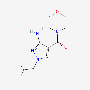 molecular formula C10H14F2N4O2 B11736393 1-(2,2-Difluoroethyl)-4-(morpholin-4-ylcarbonyl)-1H-pyrazol-3-amine 