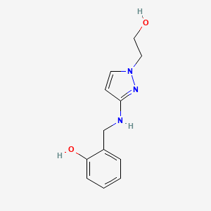 molecular formula C12H15N3O2 B11736428 2-({[1-(2-hydroxyethyl)-1H-pyrazol-3-yl]amino}methyl)phenol 