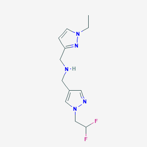 molecular formula C12H17F2N5 B11736467 {[1-(2,2-difluoroethyl)-1H-pyrazol-4-yl]methyl}[(1-ethyl-1H-pyrazol-3-yl)methyl]amine 