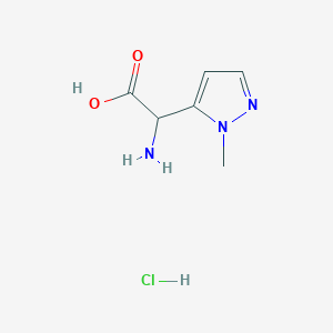 molecular formula C6H10ClN3O2 B11736533 2-Amino-2-(1-methyl-1H-pyrazol-5-yl)acetic acid hydrochloride 