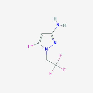 molecular formula C5H5F3IN3 B11736608 5-iodo-1-(2,2,2-trifluoroethyl)-1H-pyrazol-3-amine 