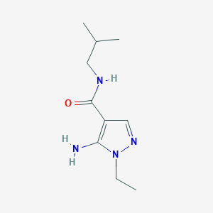 molecular formula C10H18N4O B11736647 5-amino-1-ethyl-N-(2-methylpropyl)-1H-pyrazole-4-carboxamide 