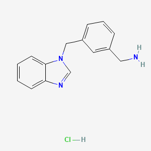 molecular formula C15H16ClN3 B11736661 [3-(1H-1,3-benzodiazol-1-ylmethyl)phenyl]methanamine hydrochloride 