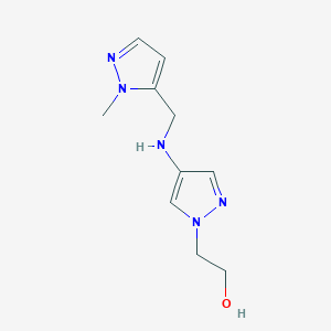 molecular formula C10H15N5O B11736672 2-(4-{[(1-methyl-1H-pyrazol-5-yl)methyl]amino}-1H-pyrazol-1-yl)ethan-1-ol 