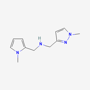 molecular formula C11H16N4 B11736710 [(1-methyl-1H-pyrazol-3-yl)methyl][(1-methyl-1H-pyrrol-2-yl)methyl]amine 