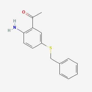 molecular formula C15H15NOS B11736744 1-(2-Amino-5-(benzylthio)phenyl)ethan-1-one 