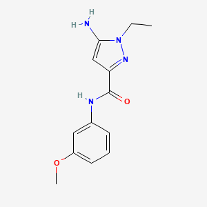 molecular formula C13H16N4O2 B11736777 5-amino-1-ethyl-N-(3-methoxyphenyl)-1H-pyrazole-3-carboxamide 