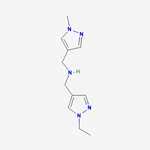 molecular formula C11H17N5 B11736813 [(1-ethyl-1H-pyrazol-4-yl)methyl][(1-methyl-1H-pyrazol-4-yl)methyl]amine 