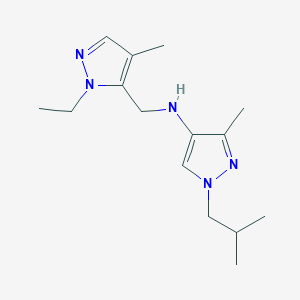 molecular formula C15H25N5 B11736826 N-[(1-ethyl-4-methyl-1H-pyrazol-5-yl)methyl]-3-methyl-1-(2-methylpropyl)-1H-pyrazol-4-amine 