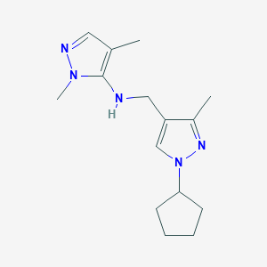 molecular formula C15H23N5 B11736838 N-[(1-cyclopentyl-3-methyl-1H-pyrazol-4-yl)methyl]-1,4-dimethyl-1H-pyrazol-5-amine 