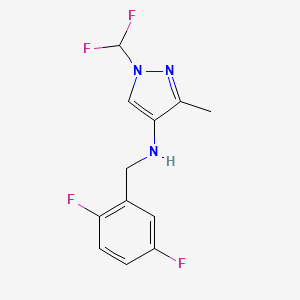 molecular formula C12H11F4N3 B11736945 1-(difluoromethyl)-N-[(2,5-difluorophenyl)methyl]-3-methyl-1H-pyrazol-4-amine 