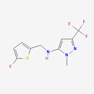 molecular formula C10H9F4N3S B11736996 N-[(5-fluorothiophen-2-yl)methyl]-1-methyl-3-(trifluoromethyl)-1H-pyrazol-5-amine 