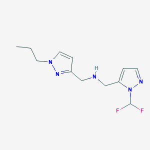 molecular formula C12H17F2N5 B11737056 {[1-(difluoromethyl)-1H-pyrazol-5-yl]methyl}[(1-propyl-1H-pyrazol-3-yl)methyl]amine 