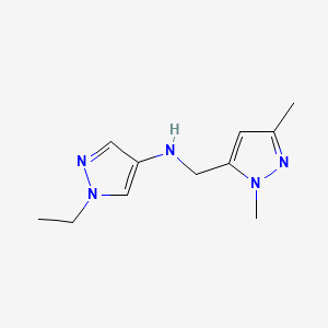 molecular formula C11H17N5 B11737071 N-[(1,3-dimethyl-1H-pyrazol-5-yl)methyl]-1-ethyl-1H-pyrazol-4-amine 