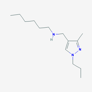 molecular formula C14H27N3 B11737094 hexyl[(3-methyl-1-propyl-1H-pyrazol-4-yl)methyl]amine 