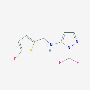 molecular formula C9H8F3N3S B11737107 1-(difluoromethyl)-N-[(5-fluorothiophen-2-yl)methyl]-1H-pyrazol-5-amine 