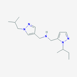 molecular formula C16H27N5 B11737133 {[1-(butan-2-yl)-1H-pyrazol-5-yl]methyl}({[1-(2-methylpropyl)-1H-pyrazol-4-yl]methyl})amine 