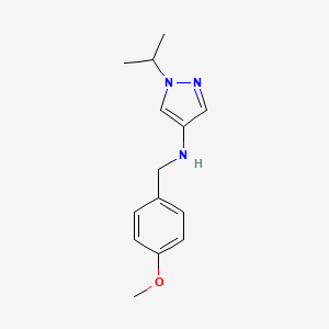 molecular formula C14H19N3O B11737138 N-[(4-methoxyphenyl)methyl]-1-(propan-2-yl)-1H-pyrazol-4-amine 