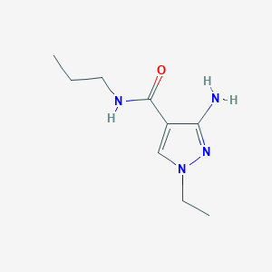 molecular formula C9H16N4O B11737146 3-Amino-1-ethyl-N-propyl-1H-pyrazole-4-carboxamide 