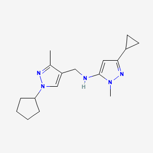 molecular formula C17H25N5 B11737163 N-[(1-cyclopentyl-3-methyl-1H-pyrazol-4-yl)methyl]-3-cyclopropyl-1-methyl-1H-pyrazol-5-amine 