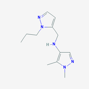 molecular formula C12H19N5 B11737262 1,5-Dimethyl-N-[(1-propyl-1H-pyrazol-5-YL)methyl]-1H-pyrazol-4-amine 