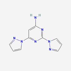 molecular formula C10H9N7 B11737282 2,6-Bis(1H-pyrazol-1-yl)pyrimidin-4-amine 