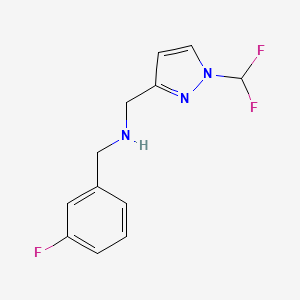 molecular formula C12H12F3N3 B11737291 {[1-(difluoromethyl)-1H-pyrazol-3-yl]methyl}[(3-fluorophenyl)methyl]amine 