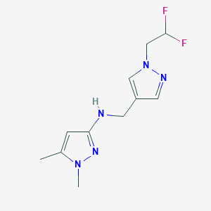 molecular formula C11H15F2N5 B11737325 N-{[1-(2,2-difluoroethyl)-1H-pyrazol-4-yl]methyl}-1,5-dimethyl-1H-pyrazol-3-amine 