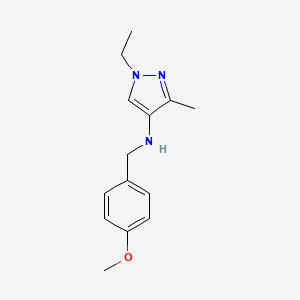 molecular formula C14H19N3O B11737344 1-ethyl-N-(4-methoxybenzyl)-3-methyl-1H-pyrazol-4-amine 