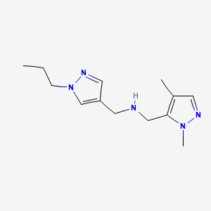 molecular formula C13H21N5 B11737386 [(1,4-dimethyl-1H-pyrazol-5-yl)methyl][(1-propyl-1H-pyrazol-4-yl)methyl]amine 