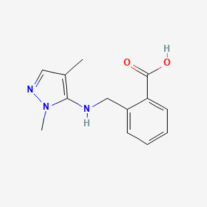 molecular formula C13H15N3O2 B11737388 2-{[(1,4-dimethyl-1H-pyrazol-5-yl)amino]methyl}benzoic acid 