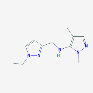 molecular formula C11H17N5 B11737391 N-[(1-ethyl-1H-pyrazol-3-yl)methyl]-1,4-dimethyl-1H-pyrazol-5-amine 