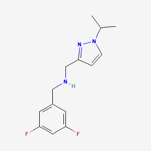 molecular formula C14H17F2N3 B11737429 [(3,5-difluorophenyl)methyl]({[1-(propan-2-yl)-1H-pyrazol-3-yl]methyl})amine 